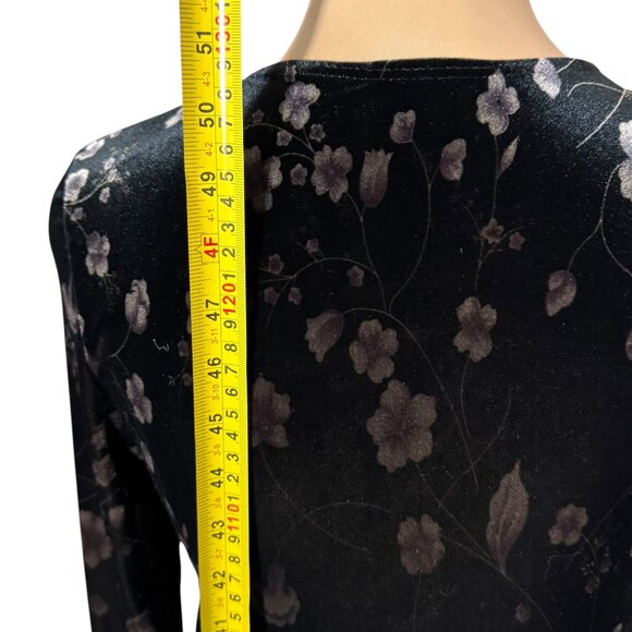 Vintage 90s Whimsigoth Velvet Maxi Dress Sz M Black Floral Witchy Goth Boho - Picture 9 of 13